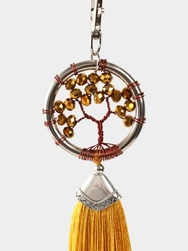 Брелок ловец снов "Древо жизни" 19 см, цв. золотистый