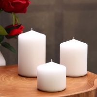 Набор свечей - цилиндров 3в1 (6х9,5 см, 6х8 см, 6х6,5 см), белый