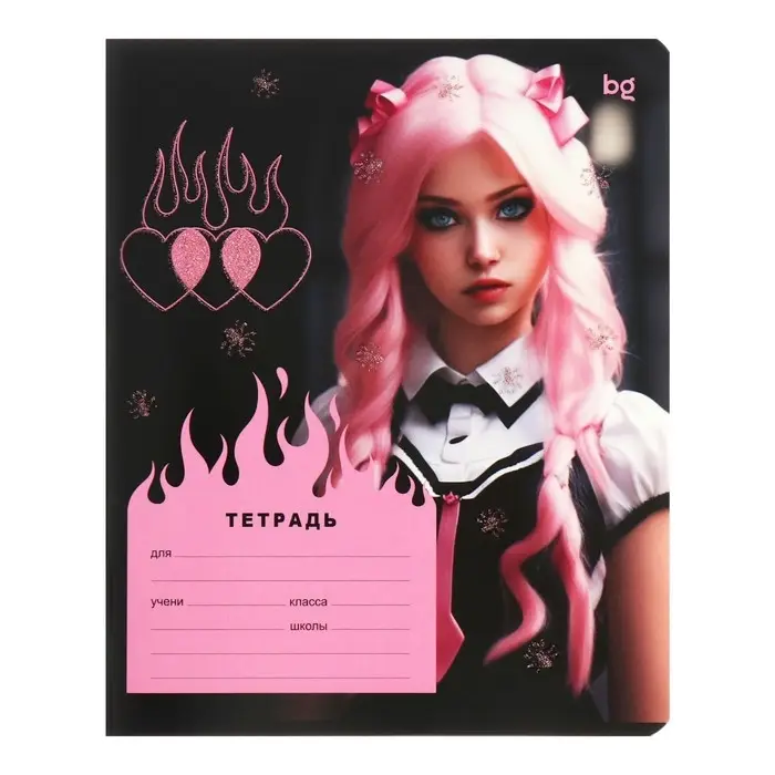 Тетрадь 12 листов в клетку, Cutie, обложка мелованный картон, МИКС