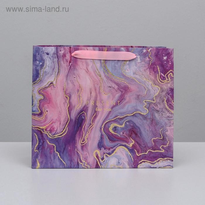 Пакет подарочный ламинированный горизонтальный, упаковка, &laquo;Разводы&raquo;, ML 27 х 23 х 11,5 см