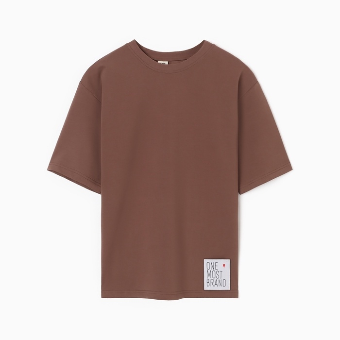 Футболка женская однотонная MINAKU: One Most Brand цвет коричневый, размер 44 Футболка женская однотонная MINAKU: One Most Brand цвет коричневый, размер 44
