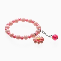 Браслет детский "Выбражулька" бусина на цепочке и цветок, цветной