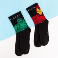 Набор носков "Avengers", Мстители, 2 пары, 25-27 см Набор носков "Avengers", Мстители, 2 пары, 25-27 см