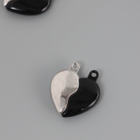 Замок магнитный металл "Вторая половинка, сердце" набор 2 шт чёрно-серебряный 2,6х2,2 см