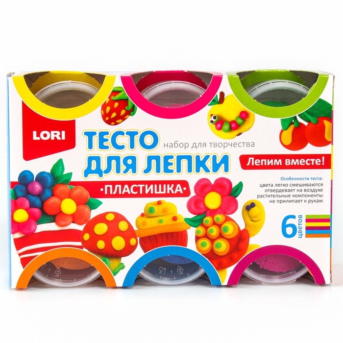 Тесто для лепки «Пластишка № 1», 6 цветов по 80 г Тесто для лепки «Пластишка № 1», 6 цветов по 80 г