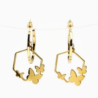 Серьги-кольца с подвесом бабочками &laquo;Самой особенной&raquo;, 3 см