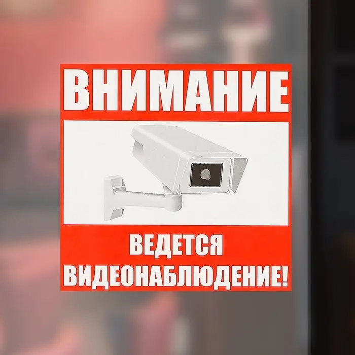 Наклейка знак &laquo;Внимание! Ведется видеонаблюдение!&raquo;, 18&times;18 см