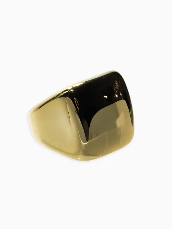 Кольцо пластик "Объемный квадрат", р-р 17, цвет золото