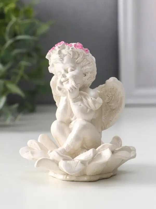 Фигура &laquo;Ангел на цветке&raquo;, 8.5&times;7.5&times;7 см, перламутр
