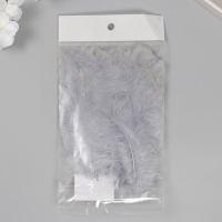 Перо декоративное гусиное пуховое "Серое" набор 40 шт h=10-15 см