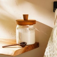 Банка стеклянная для сыпучих продуктов с ложкой SL Home &laquo;Южная акация&raquo;, 400 мл, 10,5&times;9&times;13 см