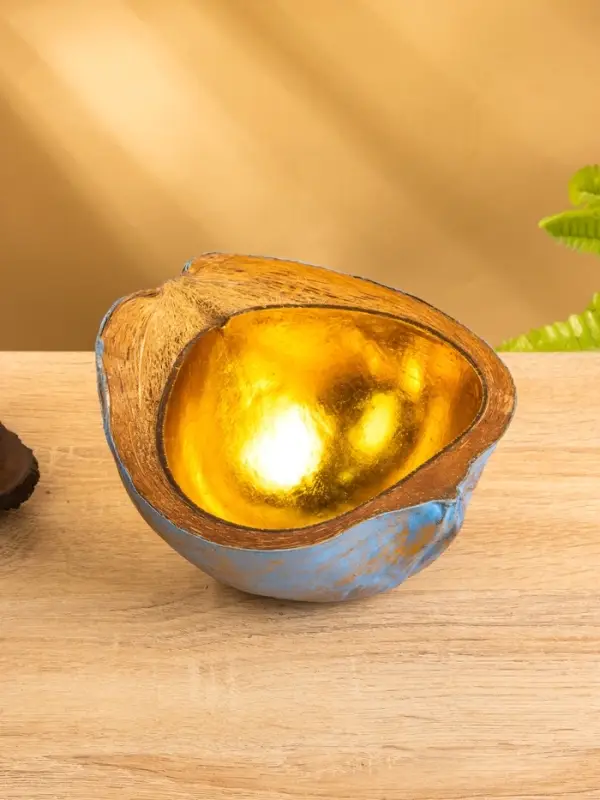 Чаша из кокоса, 22&times;19&times;10 см, сине-золотая