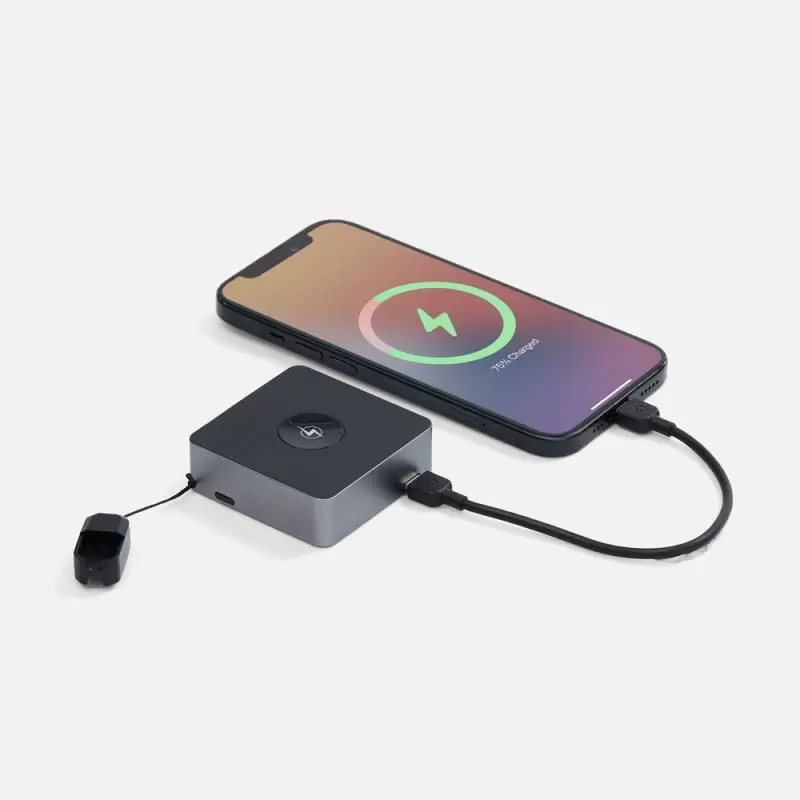 Внешний аккумулятор с беспроводной зарядкой Aura Power, серый