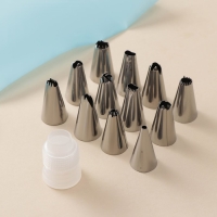 Набор кондитерский, 15 предметов: 12 насадок в боксе, 1 адаптер, кондитерский мешок Набор кондитерский, 15 предметов: 12 насадок в боксе, 1 адаптер, кондитерский мешок