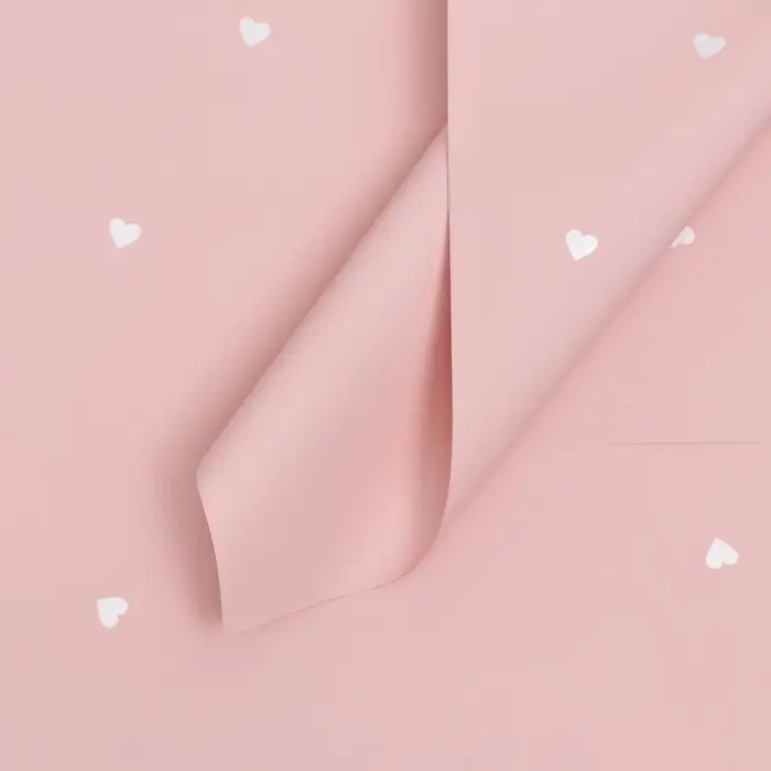 Плёнка в листах для цветов и декора, 58&times;58&plusmn;5% см, &laquo;Сердечки&raquo;, нежно - персиковая, 65 мкм