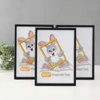 Фоторамка "Радуга" 21х30 см,  с подножкой, набор 3 шт, (пластиковый экран), чёрный