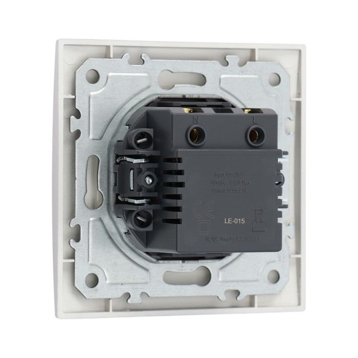 Розетка с USB-A + USB-C разъёмами, 2.1 A, 5В, TOT Elegant, скрытая, серебристая Розетка с USB-A + USB-C разъёмами, 2.1 A, 5В, TOT Elegant, скрытая, серебристая