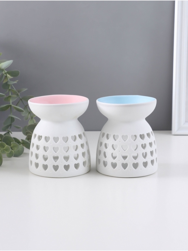 Аромалампа керамика "Узор из сердец" белый МИКС 8х8х9,3 см
