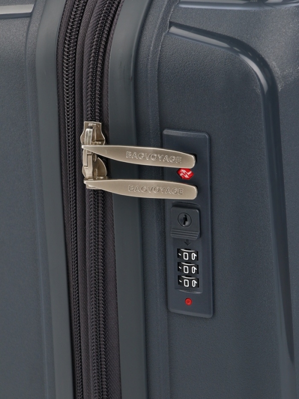 Чемодан 20", PP, 38*22*56, отд на молнии, код замок, 4 колеса, серый