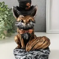 Копилка "Лиса в шляпе" 24х15 см, бронза с серебром