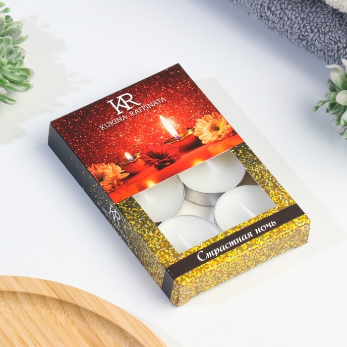 Свеча чайная ароматическая 6 шт.в под.коробке, "Страстная ночь"