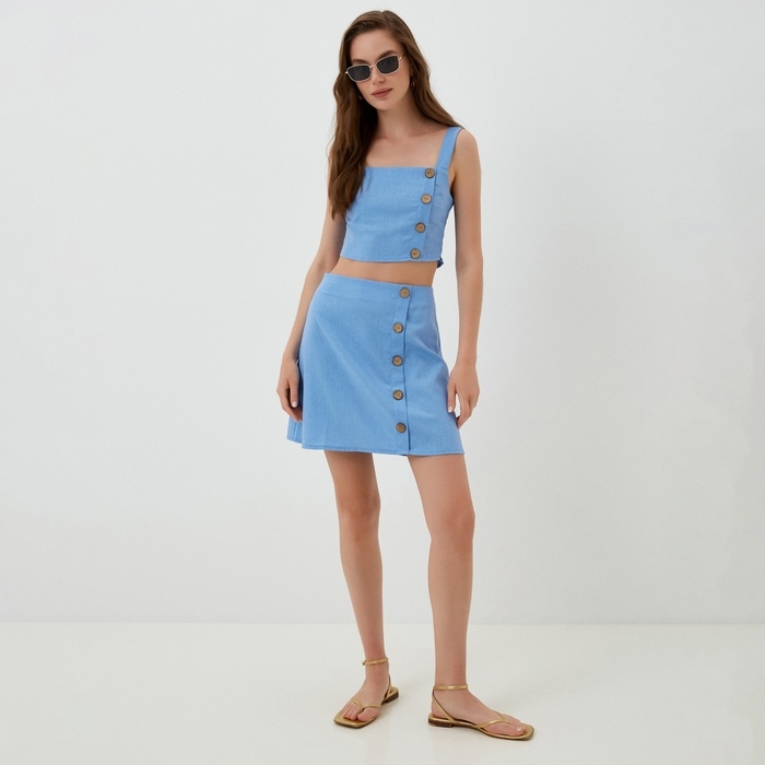 Костюм женский (юбка и топ) MIST Summer time, голубой, р. 48 Костюм женский (юбка и топ) MIST Summer time, голубой, р. 48