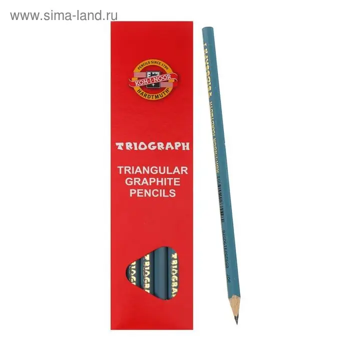 Карандаш чернографитный 2.2 мм Koh-I-Noor "Triograph 2" 1802 HB, серый корпус, трёхгранный, L=175 мм