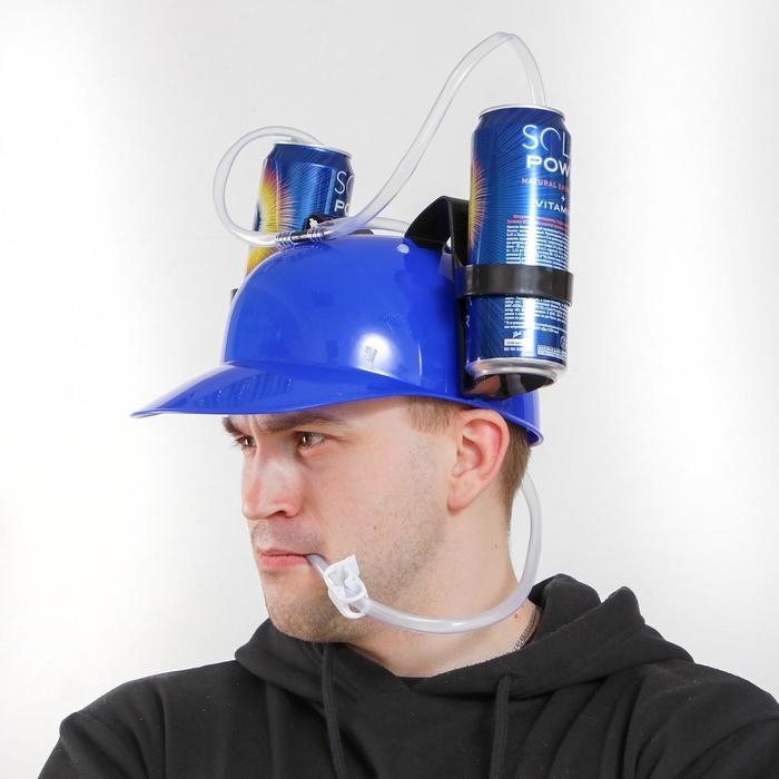 Карнавальная каска с отверстиями под банки, цвет синий Карнавальная каска с отверстиями под банки, цвет синий