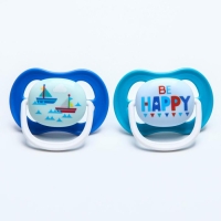 Соска - пустышка ultra air Lime, &laquo;Be happy / Кораблик&raquo;, 6-18 мес., 2 шт., цвет голубой, синий