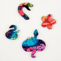 Пазлы фигурные деревянные на новый год &laquo;Змея с цветами&raquo;, 134 элементов, символ года 2025