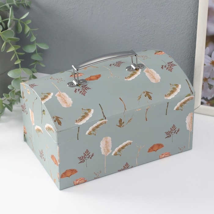 Шкатулка картон сундучок Шкатулка картон сундучок "Цветочный рисунок" набор 3 шт 26х18х16,5 24х16х14,5 22х14х12,7 см 102356