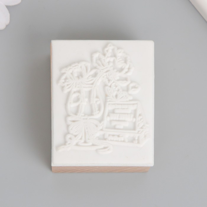 Печать дерево, резина Печать дерево, резина "Цветы в бокале" 5х4х2,5 см