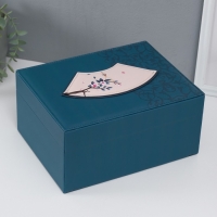 Шкатулка кожзам для украшений сундук"Кулон на сакуре. Узоры" синяя" 26х20х13 см Шкатулка кожзам для украшений сундук"Кулон на сакуре. Узоры" синяя" 26х20х13 см