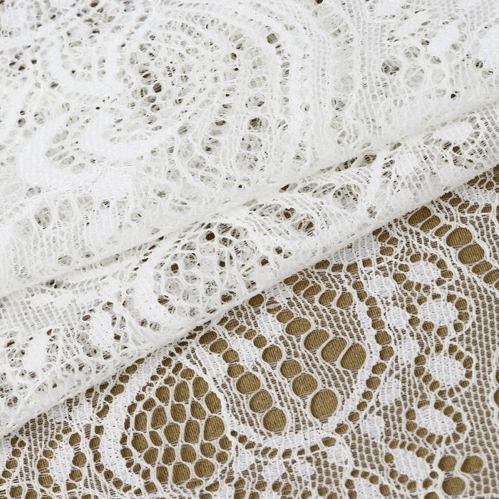 Кружевная эластичная ткань, 210 мм &times; 2,7 &plusmn; 0,5 м, цвет белый