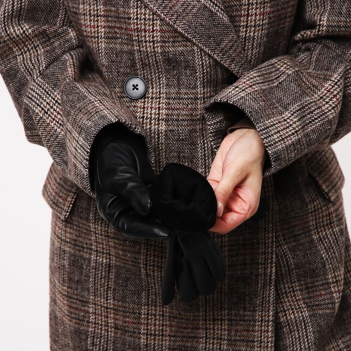 Перчатки женские, безразмерные, без утеплителя, цвет чёрный