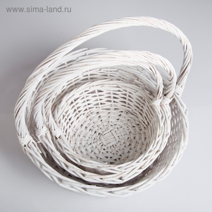 Набор корзин, 3 шт, 39×14/40 см, 30×12/35 см, 25×10/30 см, белый, ива Набор корзин, 3 шт, 39×14/40 см, 30×12/35 см, 25×10/30 см, белый, ива