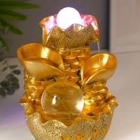 Фонтан настольный от сети, подсветка "Листья и слитки золота" золото 21х15х12 см Фонтан настольный от сети, подсветка "Листья и слитки золота" золото 21х15х12 см