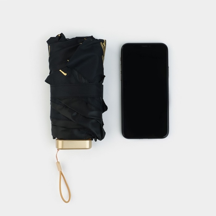 Зонт женский &laquo;Чёрное золото&raquo;, 6 спиц, складывается в размер телефона.