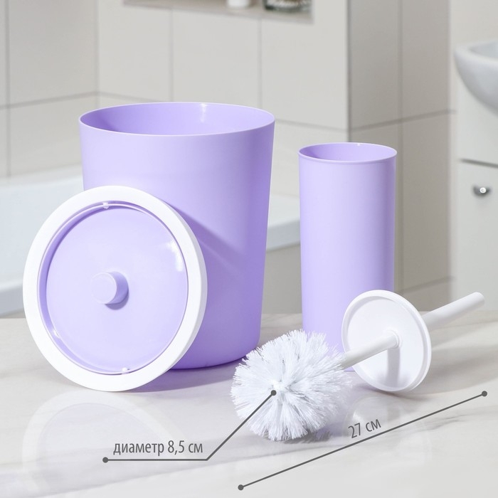 Набор аксессуаров для ванной комнаты &laquo;Лайт&raquo;, 6 предметов (мыльница, дозатор, 2 стакана, ёршик, ведро), цвет сирень