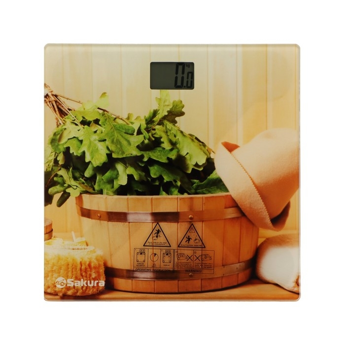 Весы напольные Sakura SA-5071SB, электронные, до 180 кг, рисунок Весы напольные Sakura SA-5071SB, электронные, до 180 кг, рисунок "баня"