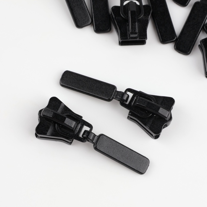 Бегунок автоматический для молнии &laquo;Трактор&raquo;, №8, 10 шт, цвет чёрный