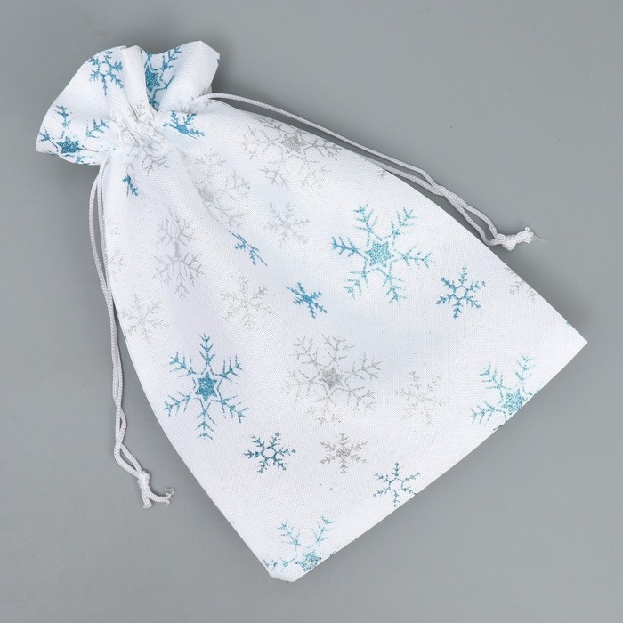 Мешочек подарочный холща «С праздником», снежинки, 16 х 24 см +/- 1.5 см, Новый год Мешочек подарочный холща «С праздником», снежинки, 16 х 24 см +/- 1.5 см, Новый год
