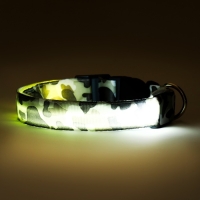 Ошейник с подсветкой Милитари 3 режима свечения размер S, ОШ 22-40 х 2,5 см серый Ошейник с подсветкой Милитари 3 режима свечения размер S, ОШ 22-40 х 2,5 см серый