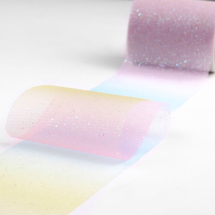 Фатин с глиттером &laquo;Радуга&raquo;, 7,5 см, 11 &plusmn; 1 г/кв.м, 9 &plusmn; 0,5 м, цвет розовый №1