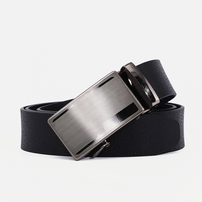 Ремень мужской, ширина 3,5 см, пряжка автомат, цвет чёрный