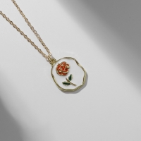 Кулон &laquo;Прелесть&raquo; роза, цветной красно-белый в золоте, 40 см