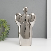 Подсвечник керамика на 1 свечу "Ангел" d=3,5 см серебро 14х9,5х25 см