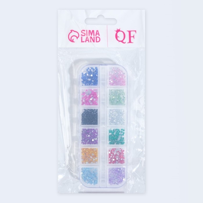 Стразы для декора, 12 ячеек, 2 мм, разноцветные Стразы для декора, 12 ячеек, 2 мм, разноцветные