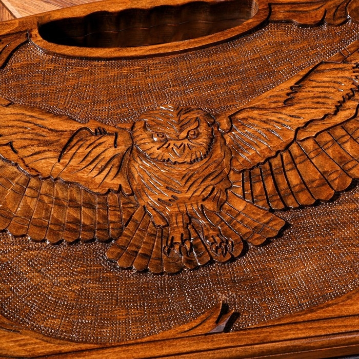 Нарды ручной работы Нарды ручной работы "Филин", глубокая резка, с ручкой, 60х30 см, с шахматным полем, массив ореха, Армения