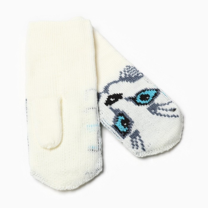 Варежки женские, цвет белый, размер 18